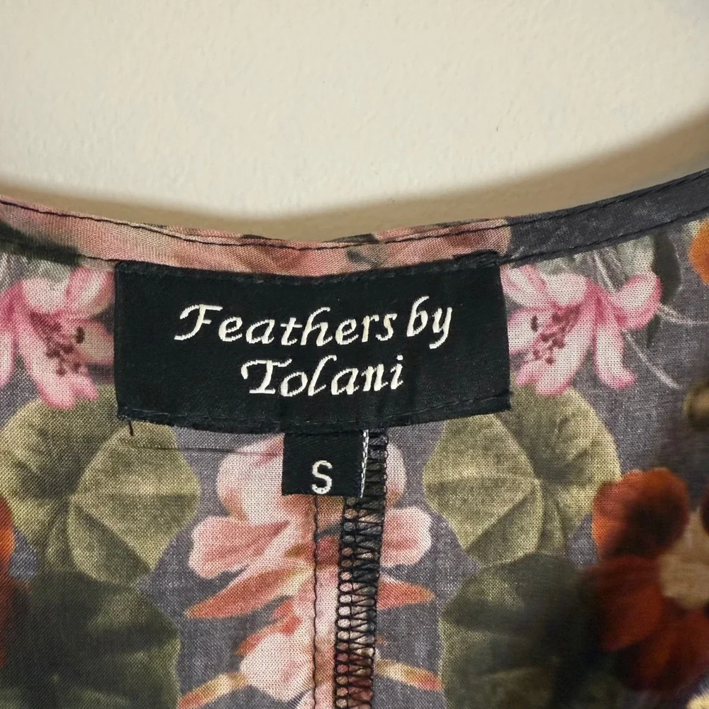 Feathers‎ by Tolani Floral Button Front Floral Print BOHO Midi Dress Small